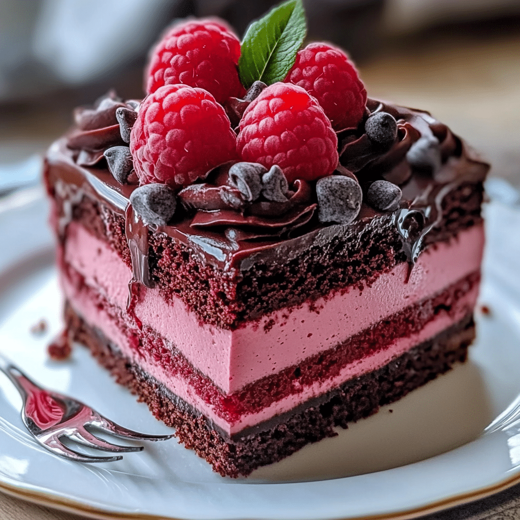 Chocolate Mouse And Raspberry Stack Raspberry Chocolate Mousse Cake - Quicker Bites